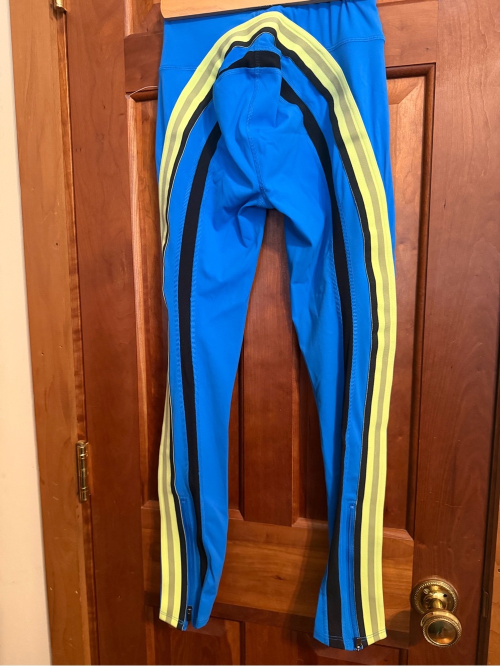 Free People Blue and Yellow Striped Athletic Leggings